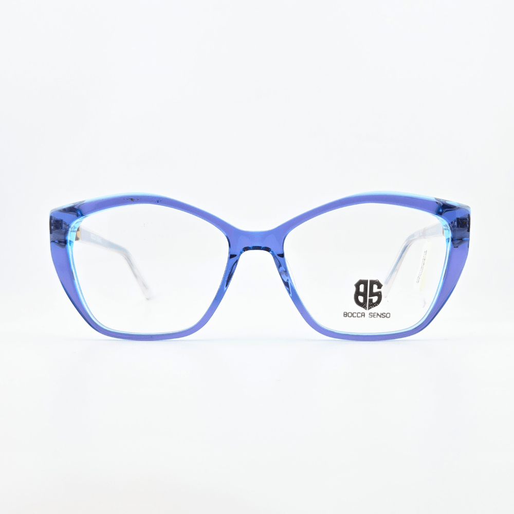 عینک طبی بوکاسنسو گربه‌ای آبی کریستالی