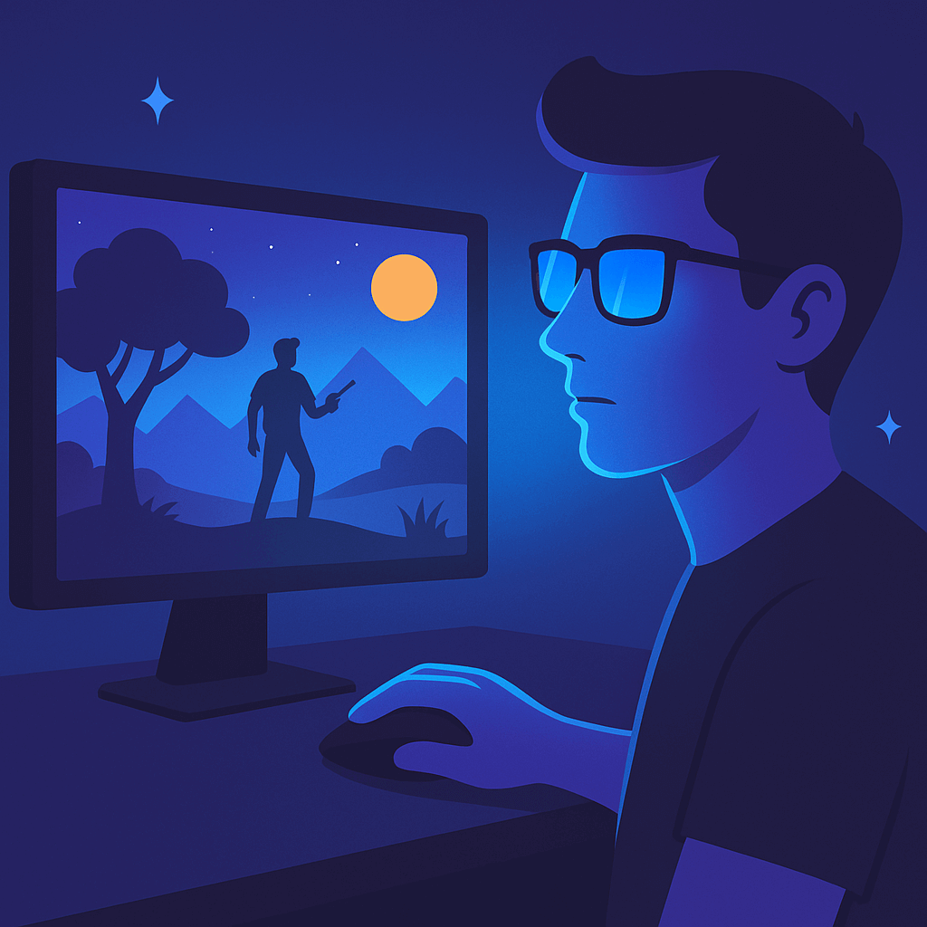 شماتیک ساده از فیلتر نور آبی روی عدسی عینک